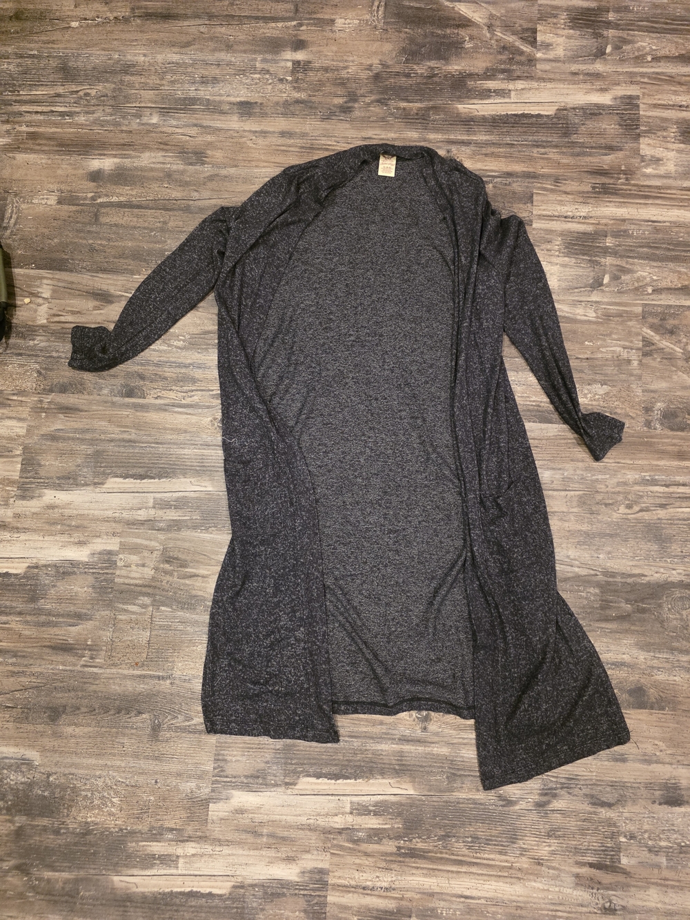 Faded Glory Dark Heather Gray Open Front Long Cardigan